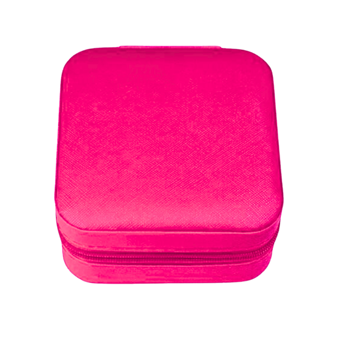 Boîte à bijoux simili cuir fushia