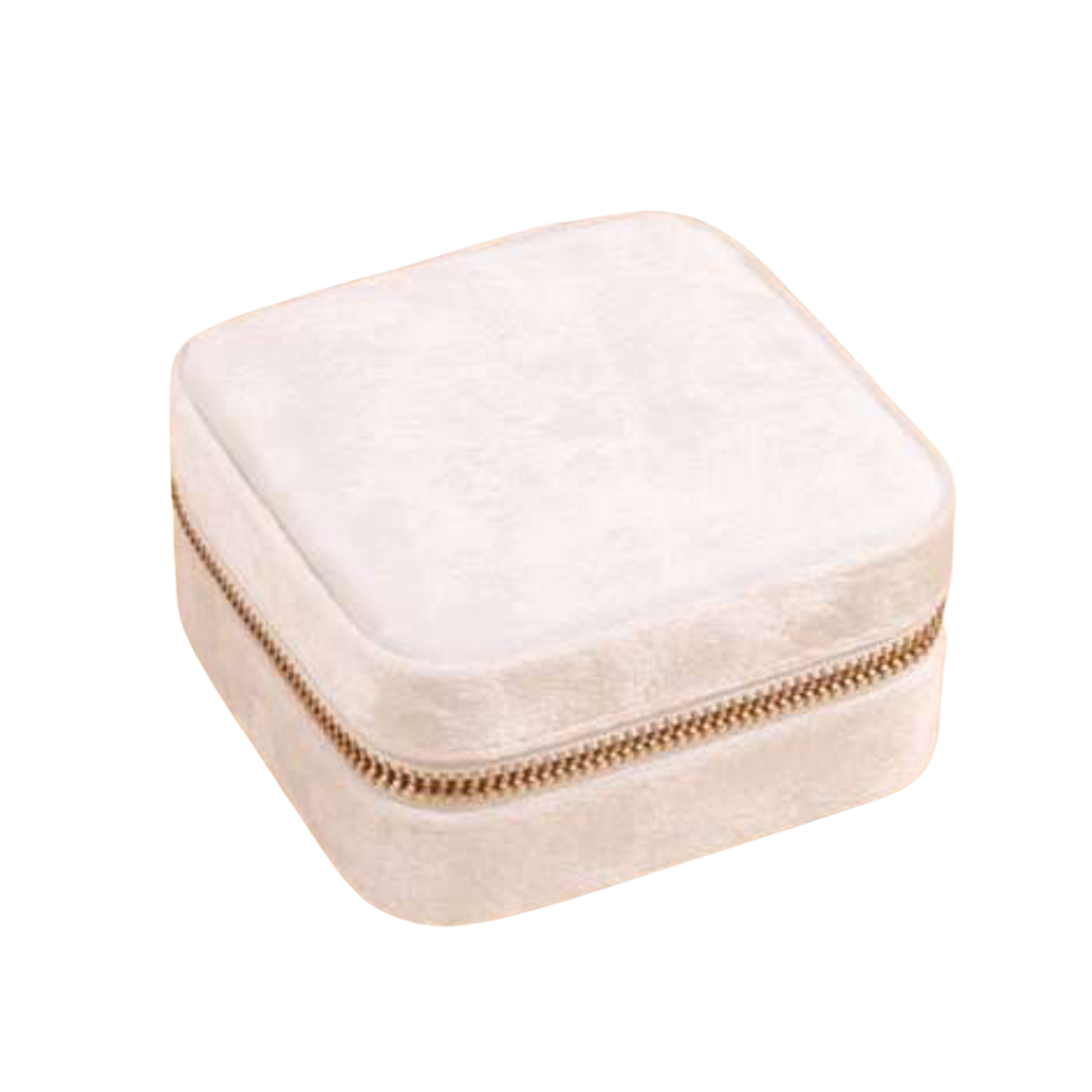 Boîte à bijoux velour beige
