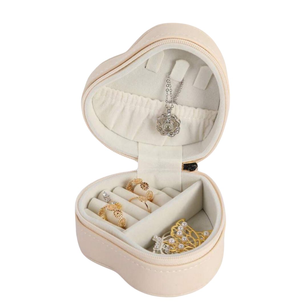 Boîte à bijoux coeur beige