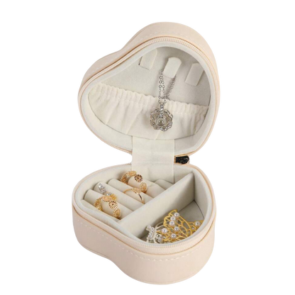 Boîte à bijoux coeur beige