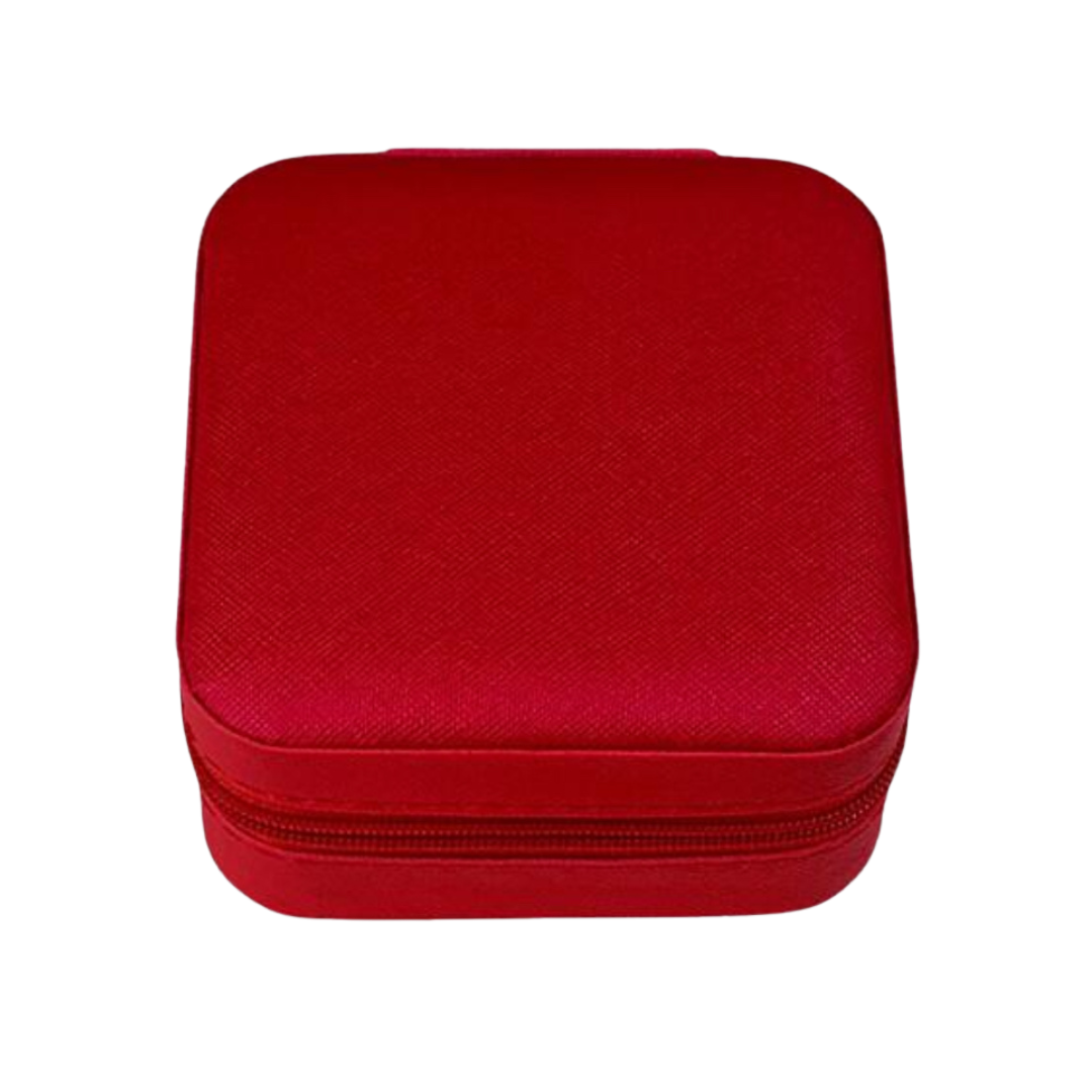 Boîte à bijoux simili cuir rouge