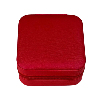Boîte à bijoux simili cuir rouge