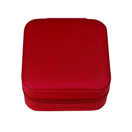 Boîte à bijoux simili cuir rouge